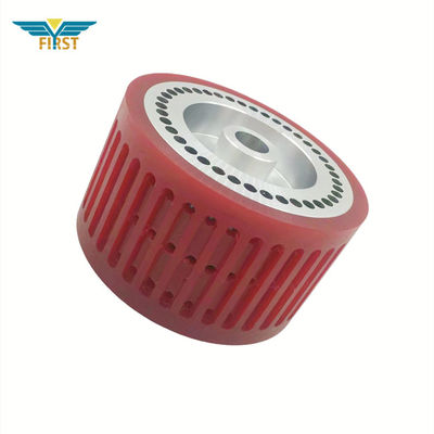 Bánh xe hút màu đỏ 124 * 70mm cho các bộ phận in Polyurethane của máy gấp